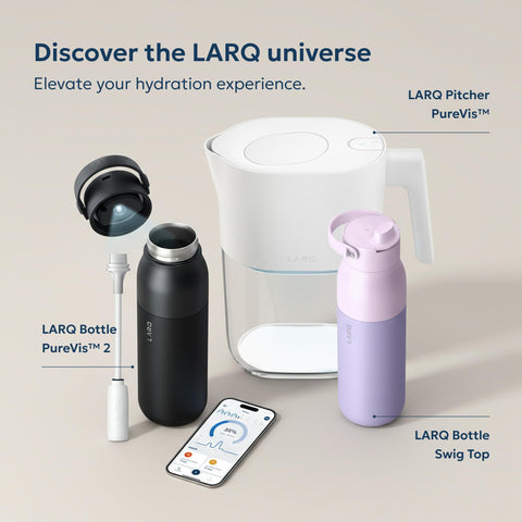 LARQ eco-friendly four-pack emphasizes reducing single-use bottles.