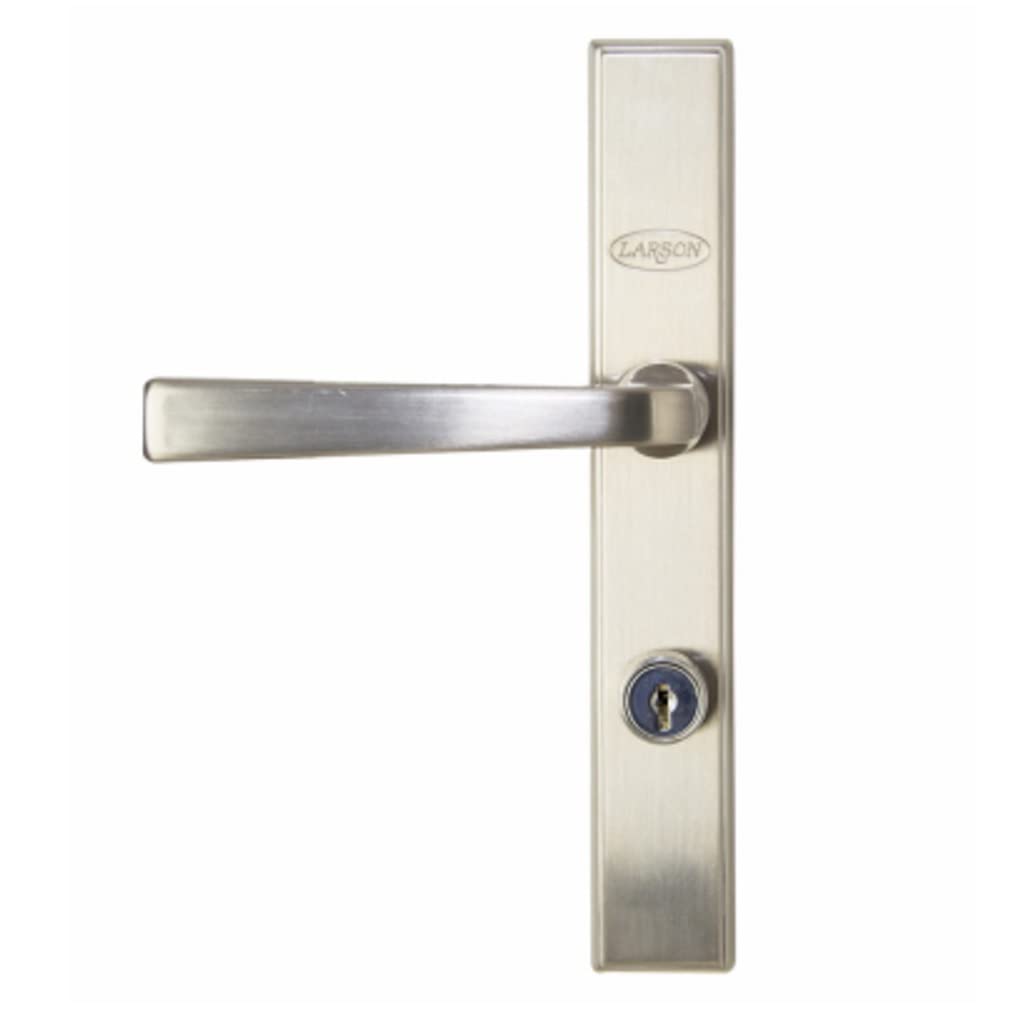 Larson 20298917 Quick Fit Straight Handle Set, brushed nickel, ideal for easy storm door installation.