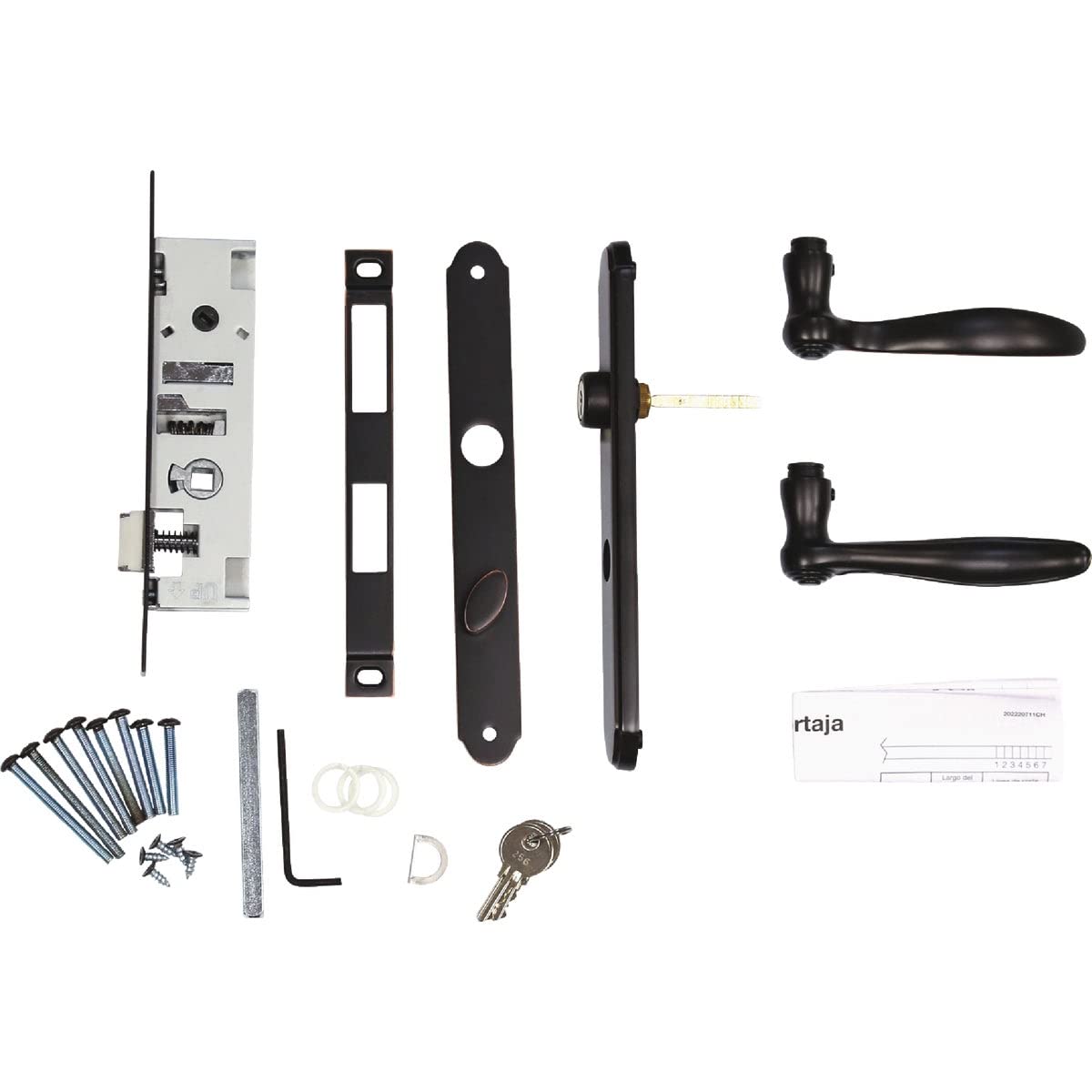Larson aged bronze keyed deadbolt enhances door security and convenience.