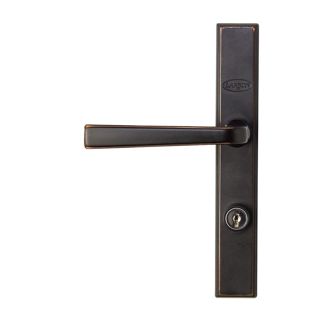 Larson Quickfit BRZ handle set front view showcases aged bronze lever and built-in deadbolt