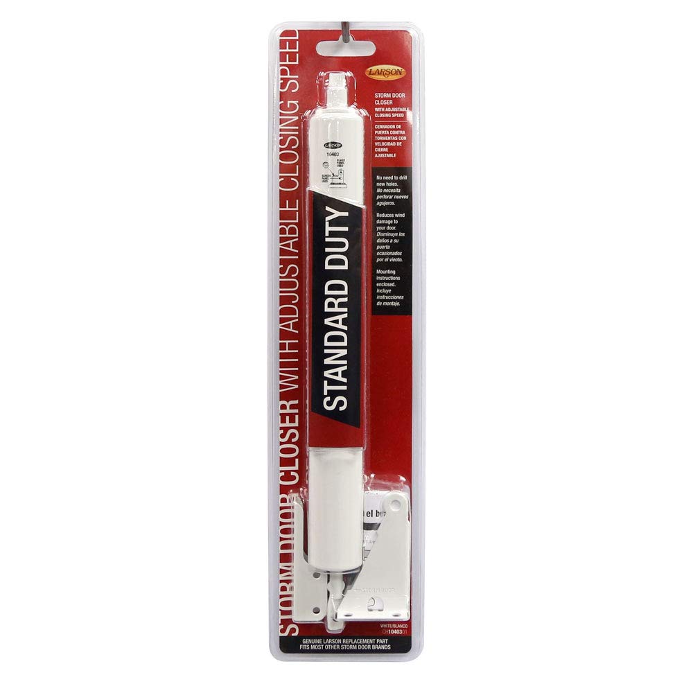 Larson storm door closer with lifetime lubrication ensures long-lasting performance.