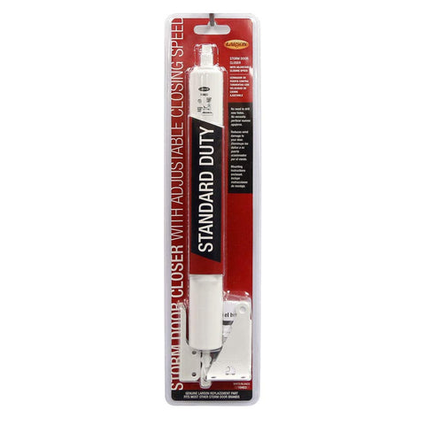 Larson storm door closer with lifetime lubrication ensures long-lasting performance.