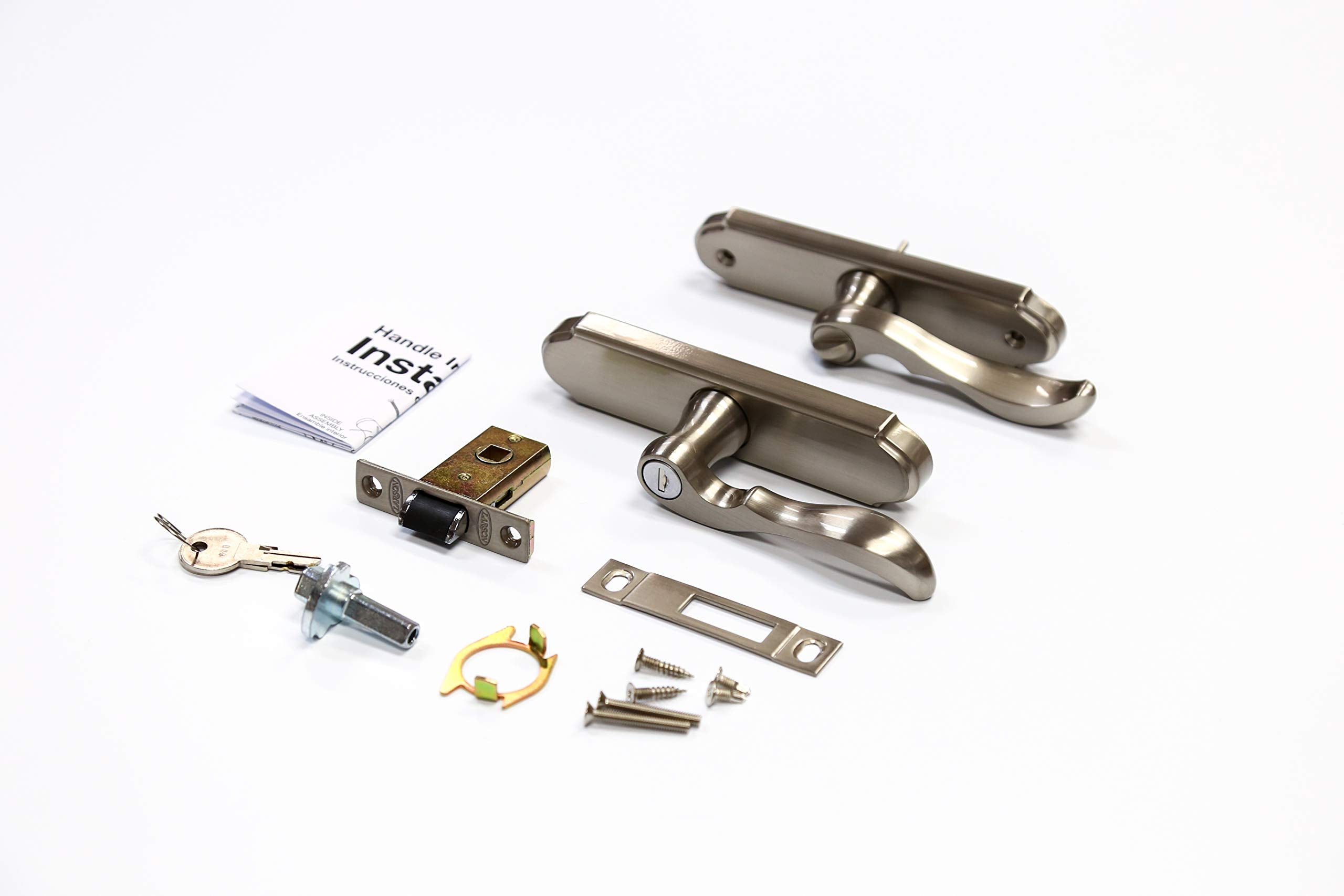 Larson interior brushed nickel lever from the M2 set with cohesive design.