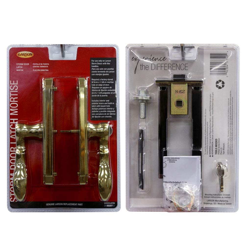 Larson storm door M2 mortise edge-hole guide demonstrates proper fit and seamless door integration.