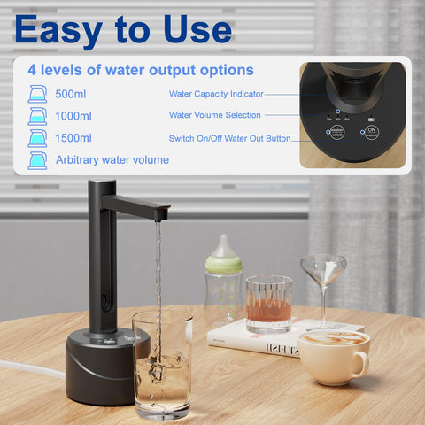 Four dispensing modes offer controlled pours and continuous flow