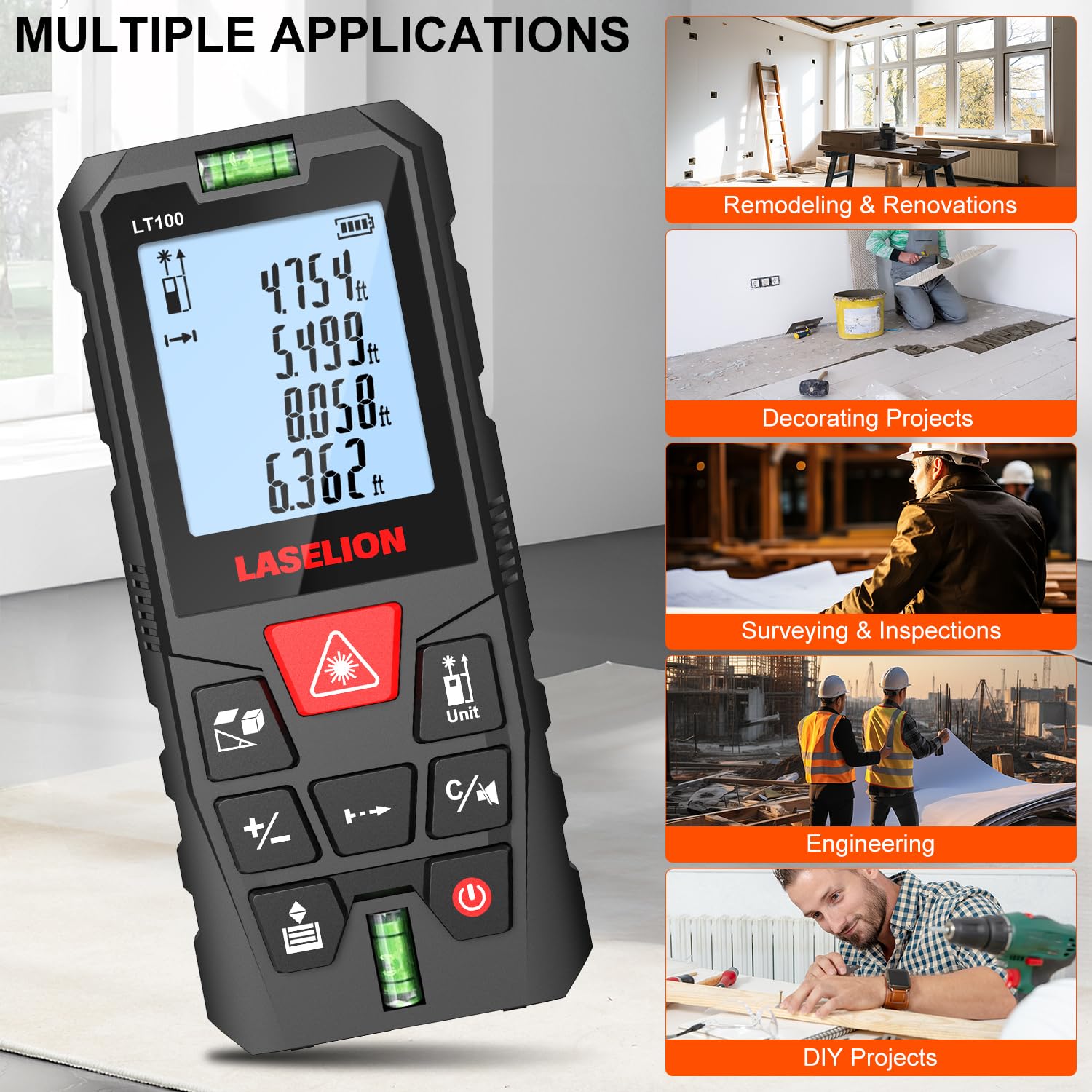 LT100 offers four unit options for versatile measurements