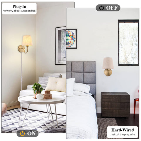 Two LASENCHOO sconces illuminate a bedside setup with warm ambience.