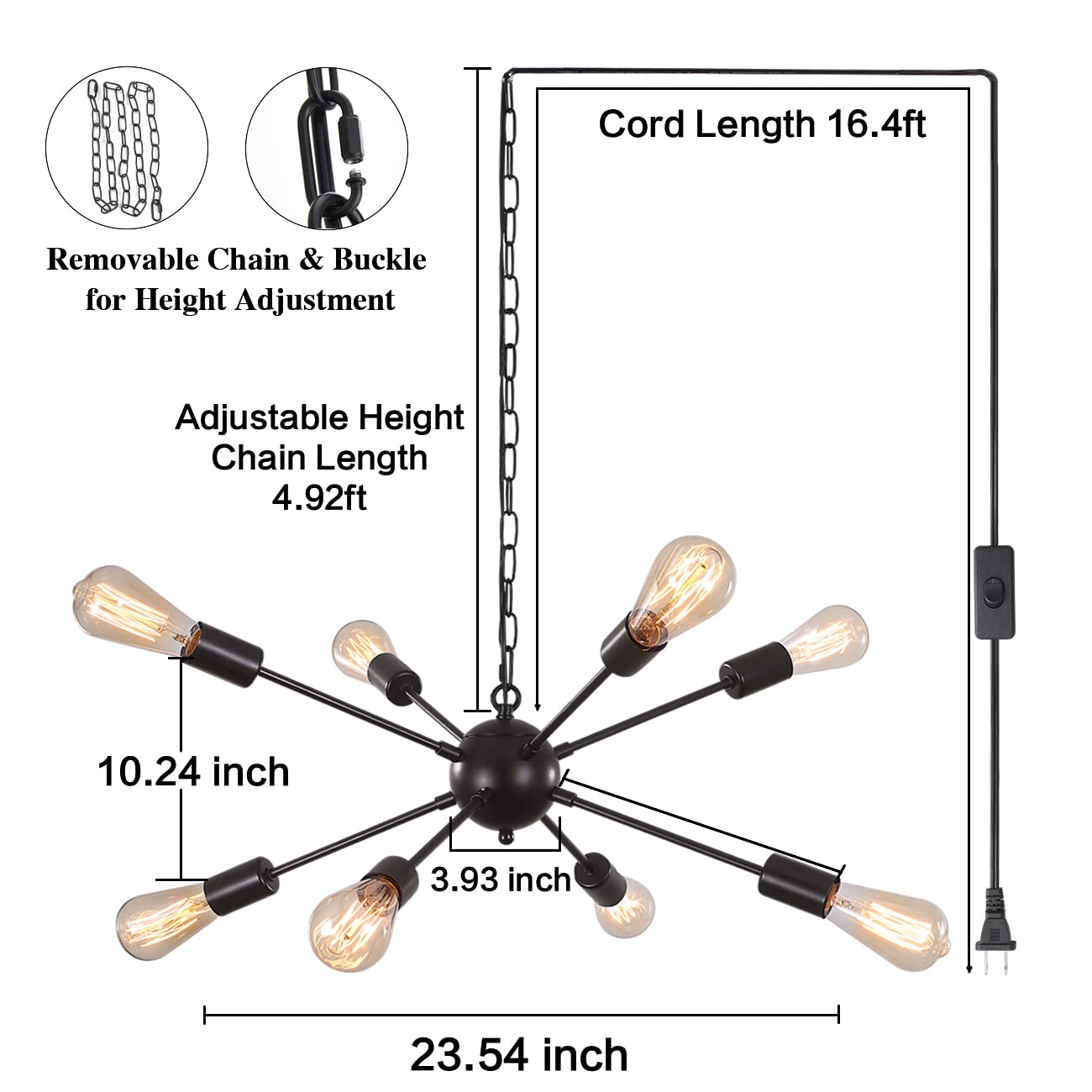 LASENCHOO bedroom chandelier adds a soft decorative glow.