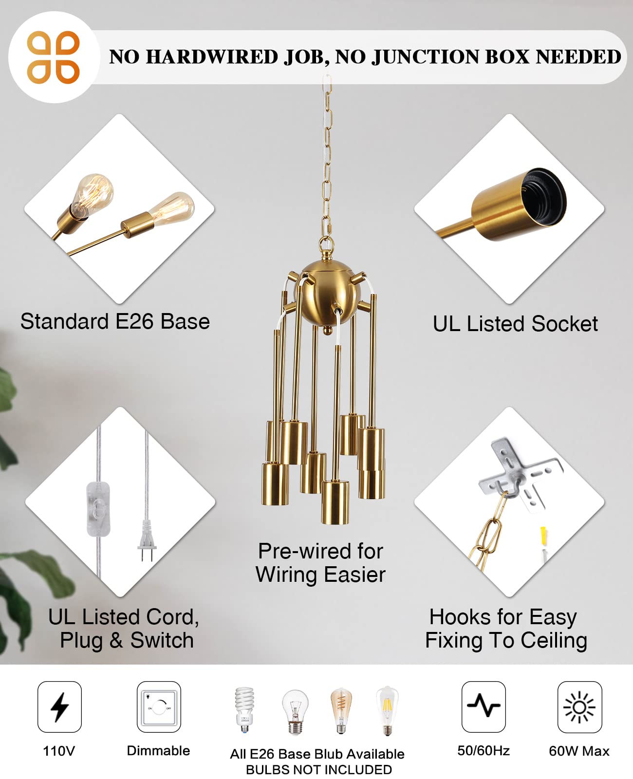 LASENCHOO chandelier suitable for bedrooms and hallways