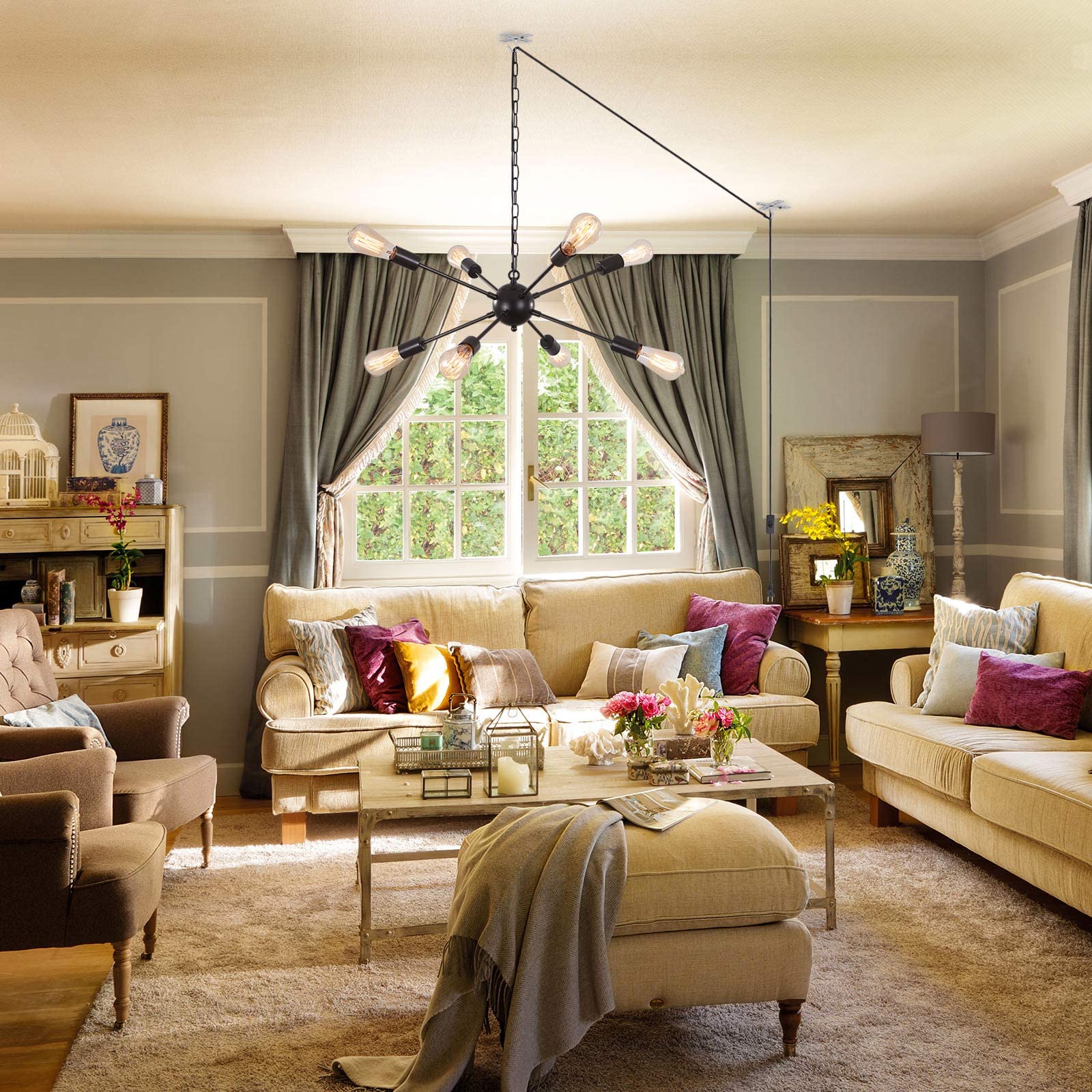 LASENCHOO sputnik design adds retro-modern style to your living room.