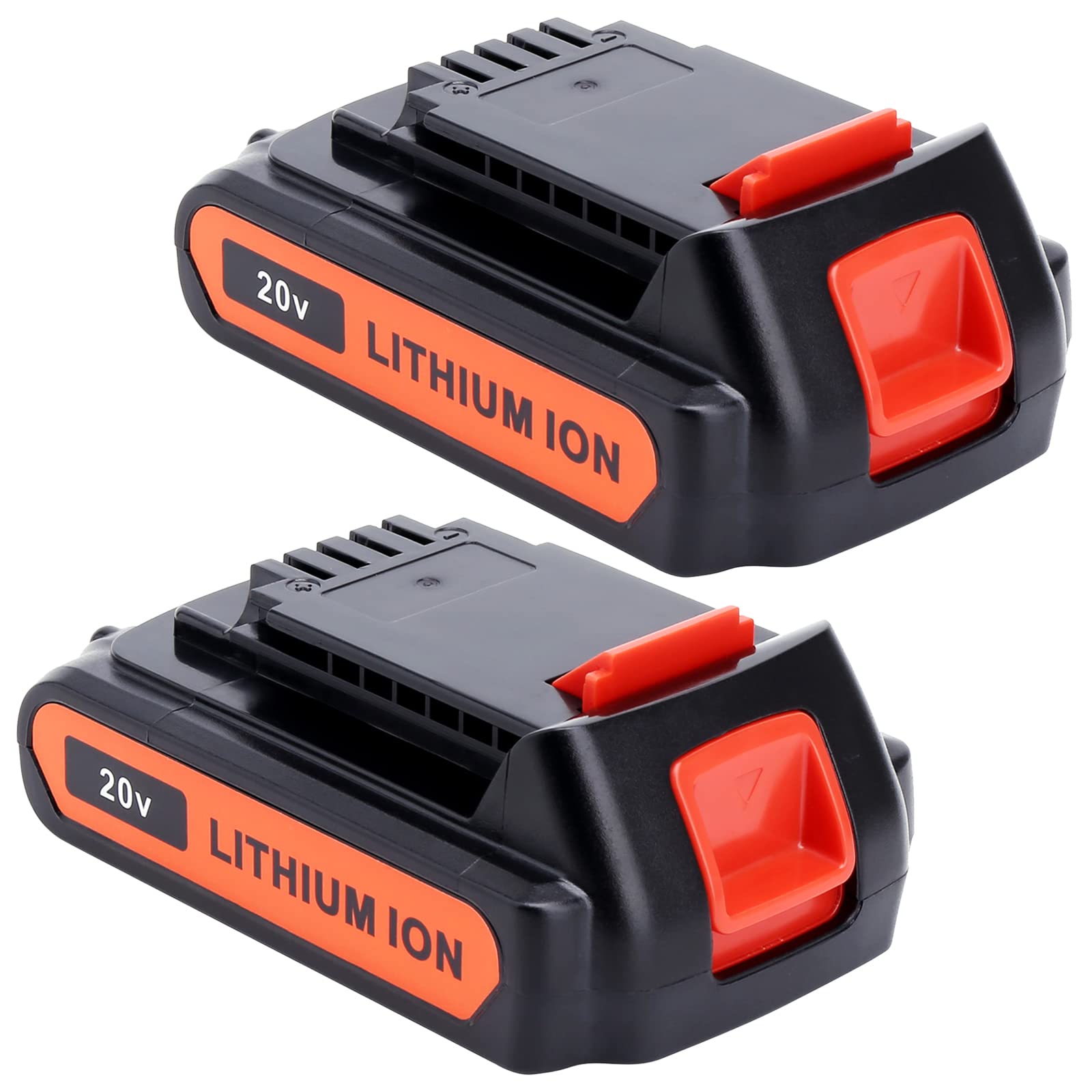 Lasica 4.0Ah 20V battery pack front view, compatible with Black and Decker tools for extended outdoor work.
