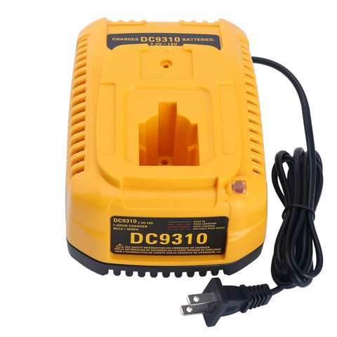 Lasica DC9310 fast charger front view shows universal DeWalt battery compatibility and quick charge.