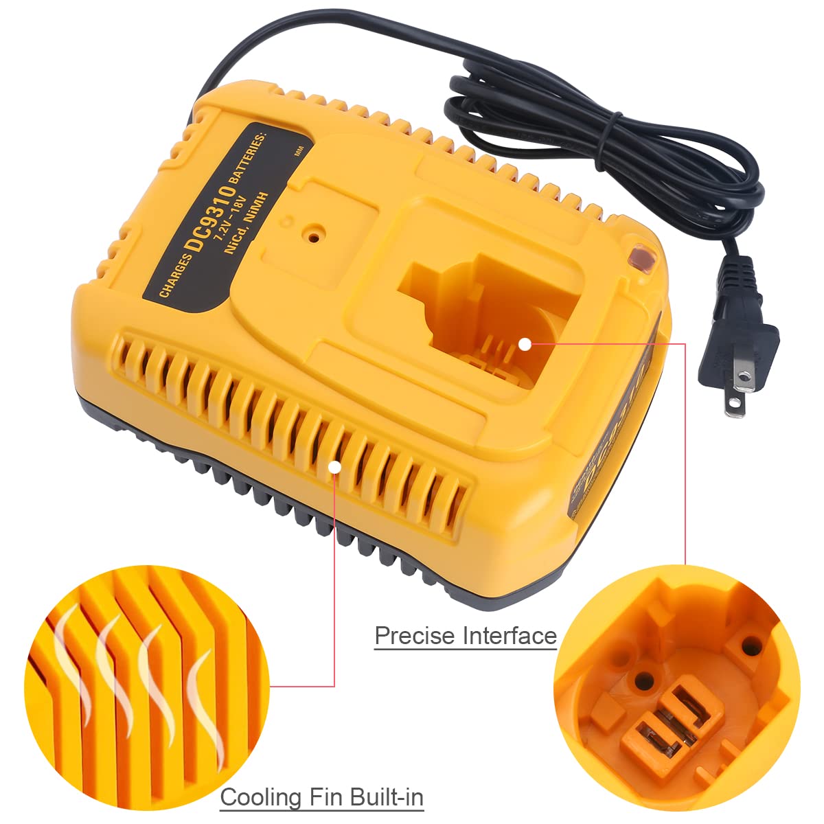 Lasica DC9310 fast charger connected to XRP batteries in a workshop setting.