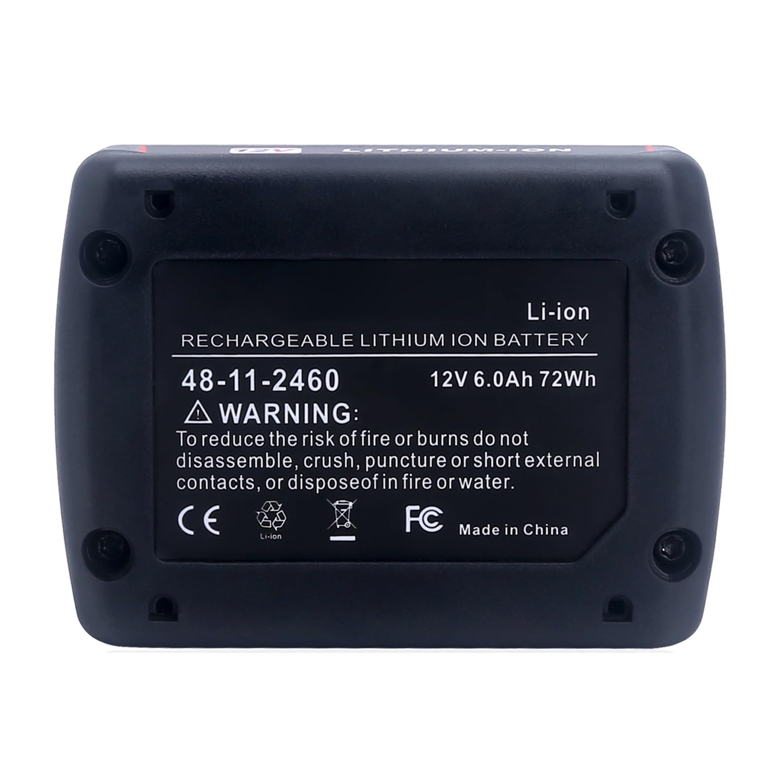Lasica M12 6Ah battery pack detail labels showing capacity and specs.