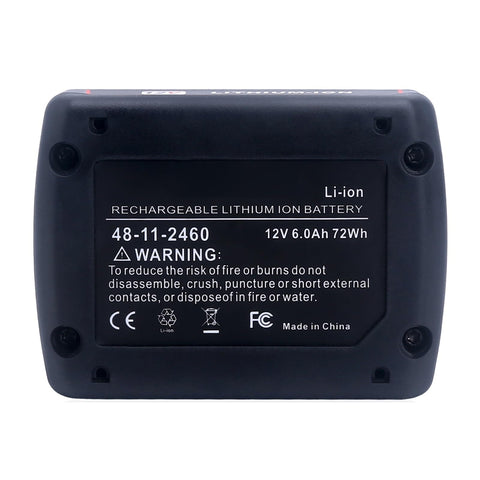 Lasica M12 6Ah battery pack detail labels showing capacity and specs.