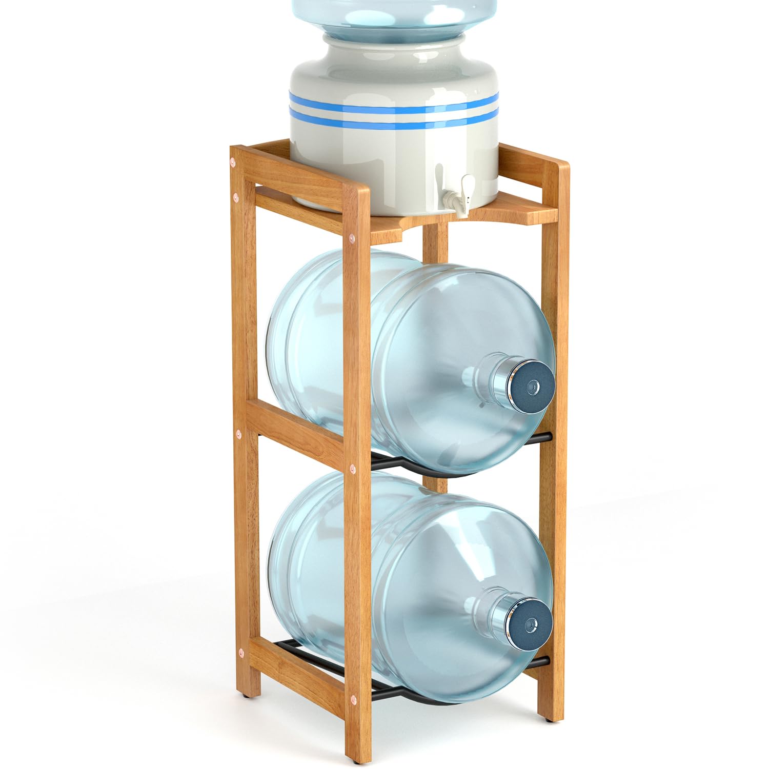 LASIDO 5-gallon water jug stand with top shelf for easy dispensing and organization