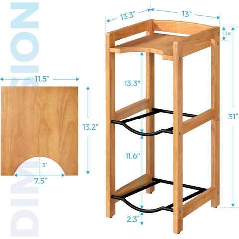 LASIDO natural solid wood water dispenser stand shown from the side