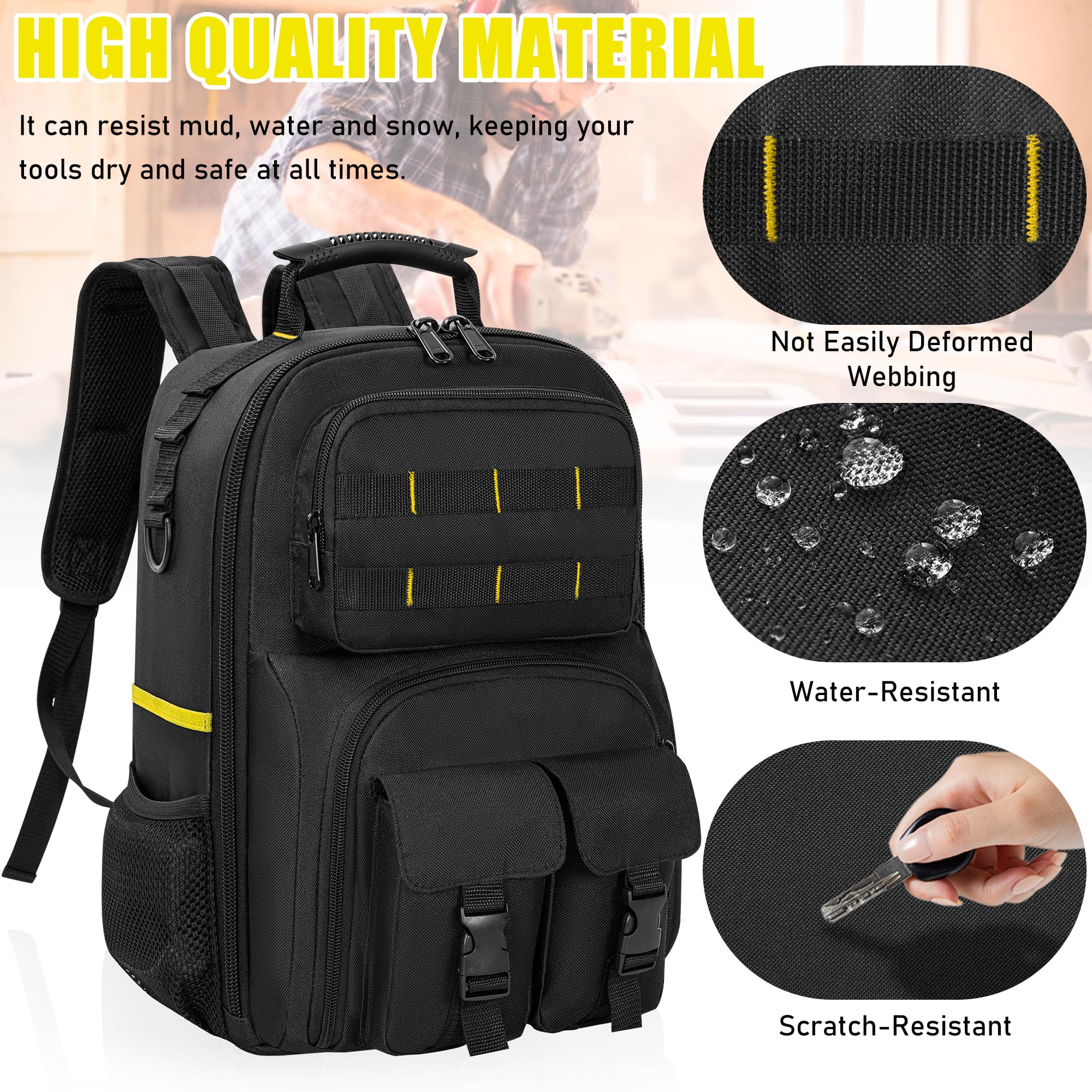 LASUK tool backpack 59 pocket design for organized tool storage