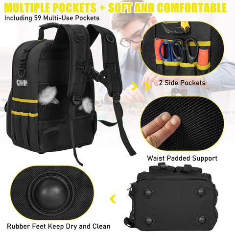 LASUK tool backpack padded shoulder straps for comfortable all day wear