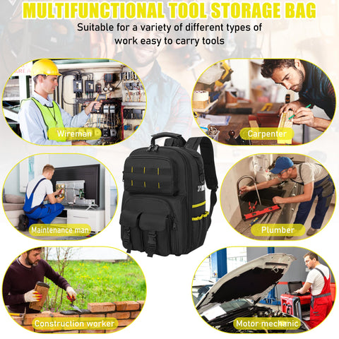 LASUK tool backpack rubber feet for stable placement on messy floors