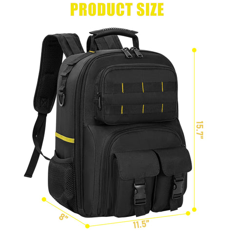 LASUK tool backpack with waterproof fabric protects gear in wet work conditions