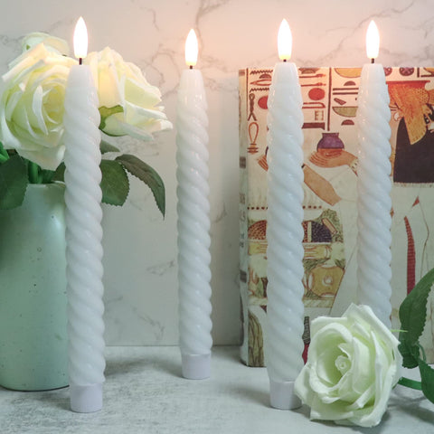 Lasumora six-pack white taper candles ideal for weddings and holidays