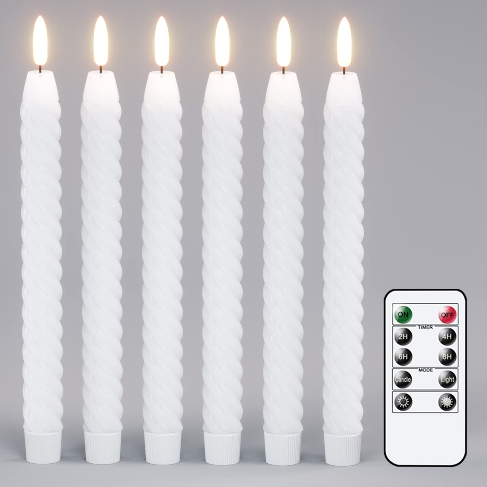 Lasumora flameless taper candle with spiral design for elegant table decor