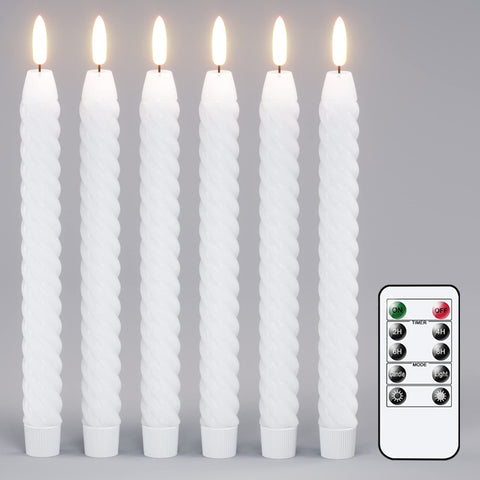 Lasumora flameless taper candle with spiral design for elegant table decor