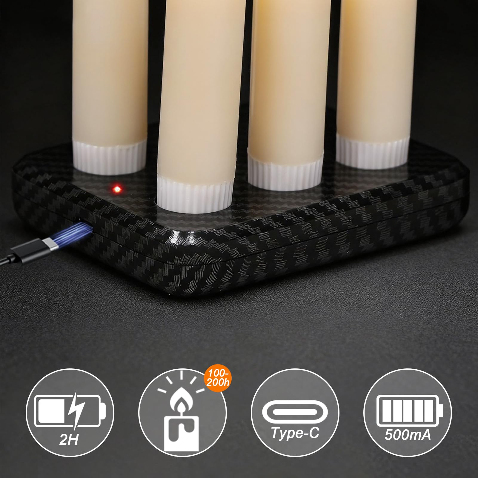 Lasumora candles on holiday table providing warm ambient light