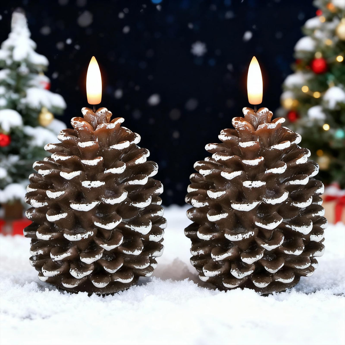 Lasumora LED pinecone candle with flicker for cozy autumn ambience.