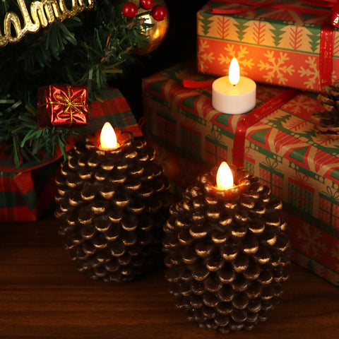 Lasumora pinecone candle compact size fits tabletops and shelves
