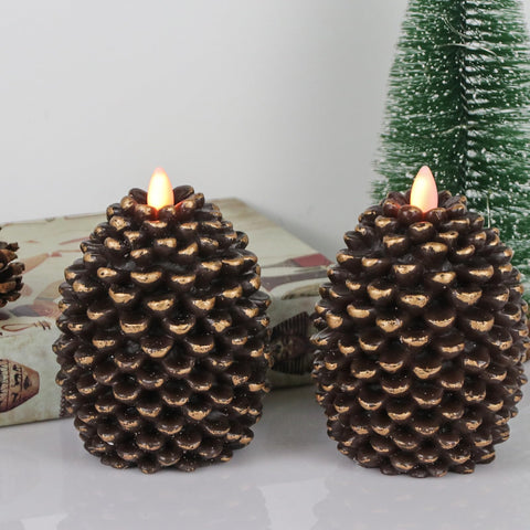 Lasumora pinecone candle features a 6-hour timer for automated lighting