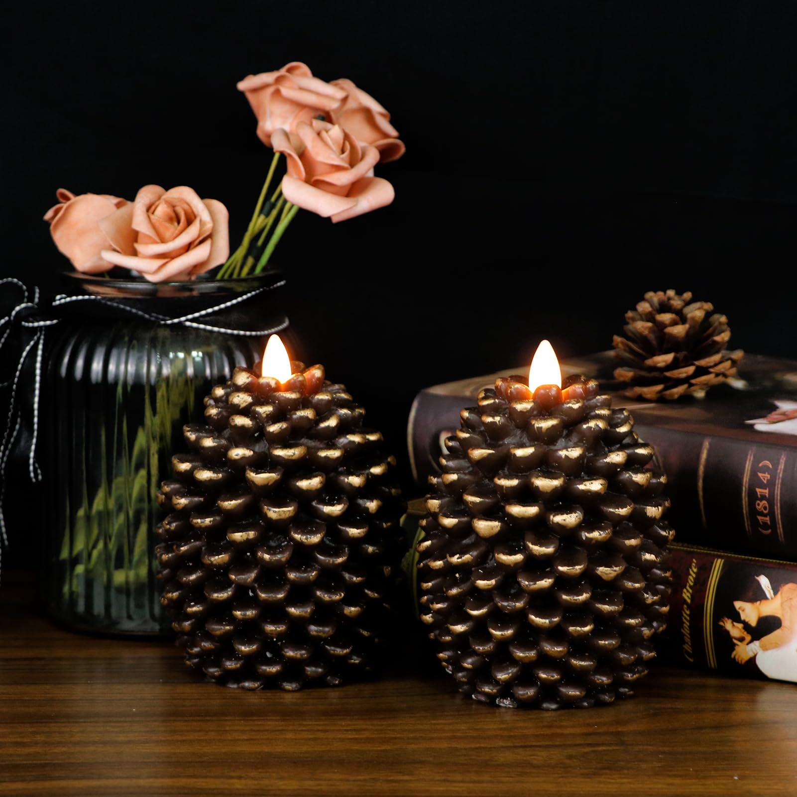 Lasumora pinecone candle warm brown texture suits rustic Christmas decor