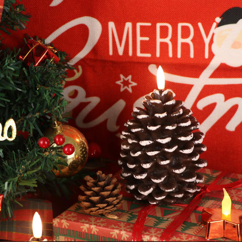 Lasumora pinecone candle ideal for fall and Christmas displays.