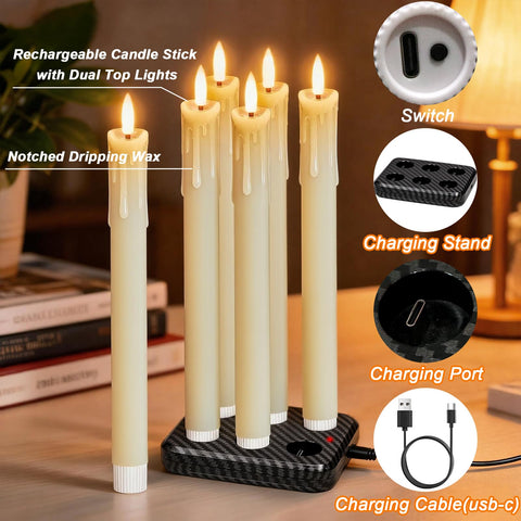 Lasumora ivory taper candles with real wax and lifelike flame for cozy ambiance