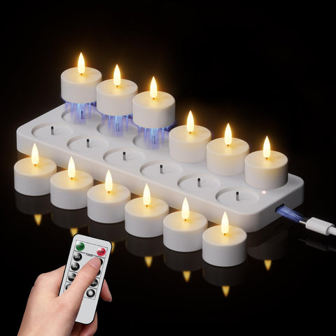 Lasumora rechargeable tea lights with charging base and remote ready for easy recharging