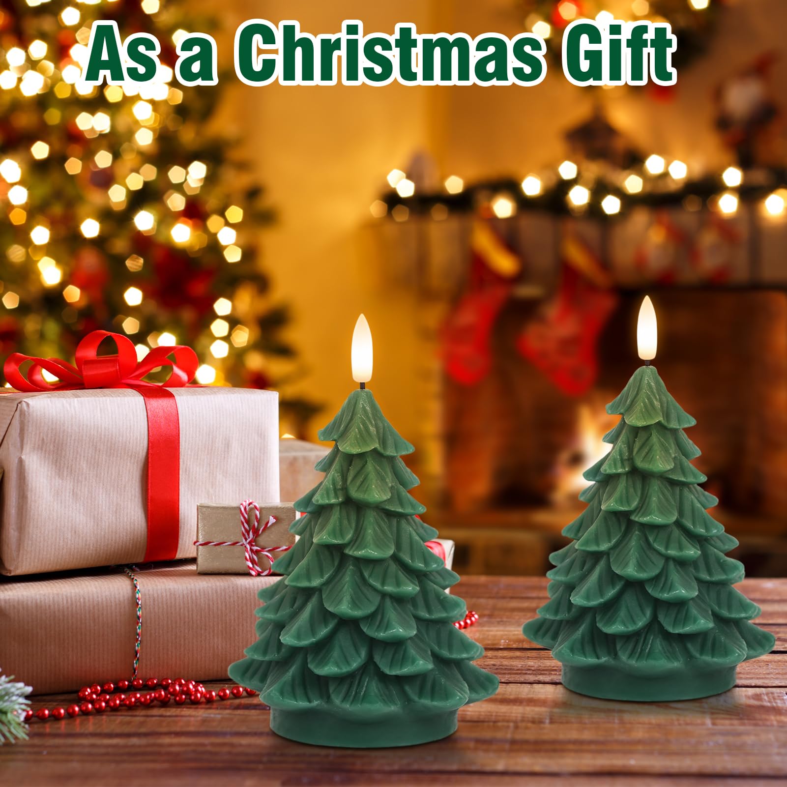 Lasumora green candles offer safe decorative candlelight for holidays