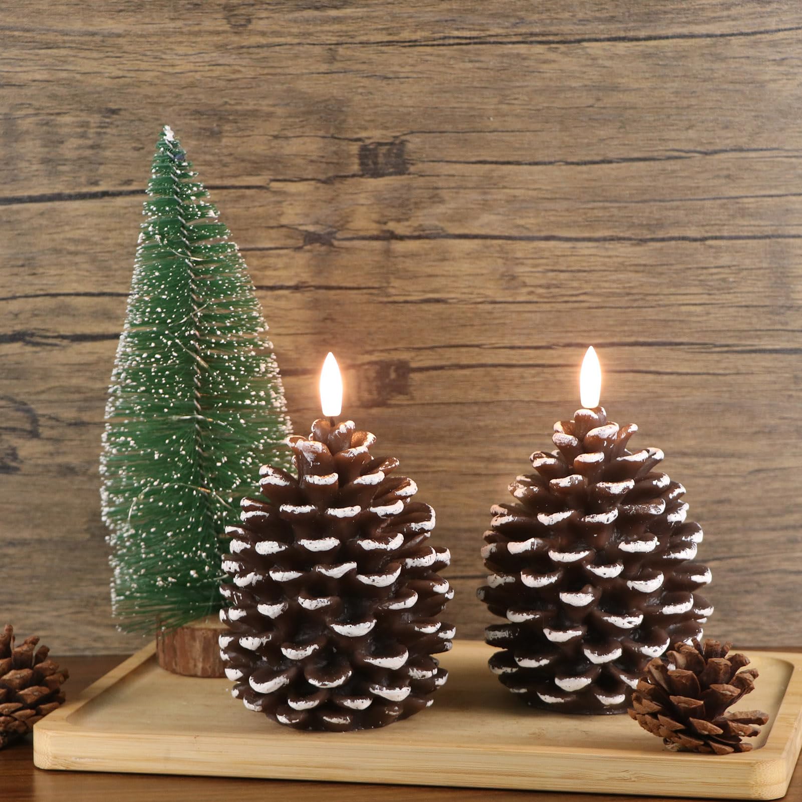Lasumora two-pack wax pillar candles for mess-free decor.