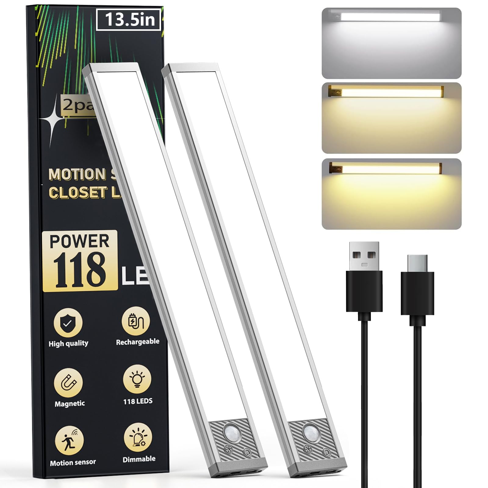 Latamil 13.5-inch under-cabinet light for easy wireless kitchen installation