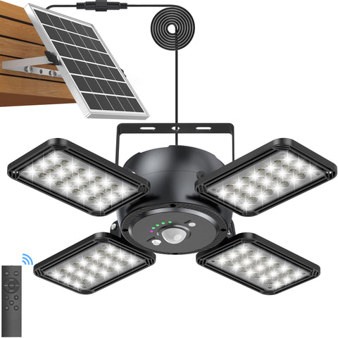 Latband four-head pendant light assembly for broad coverage.