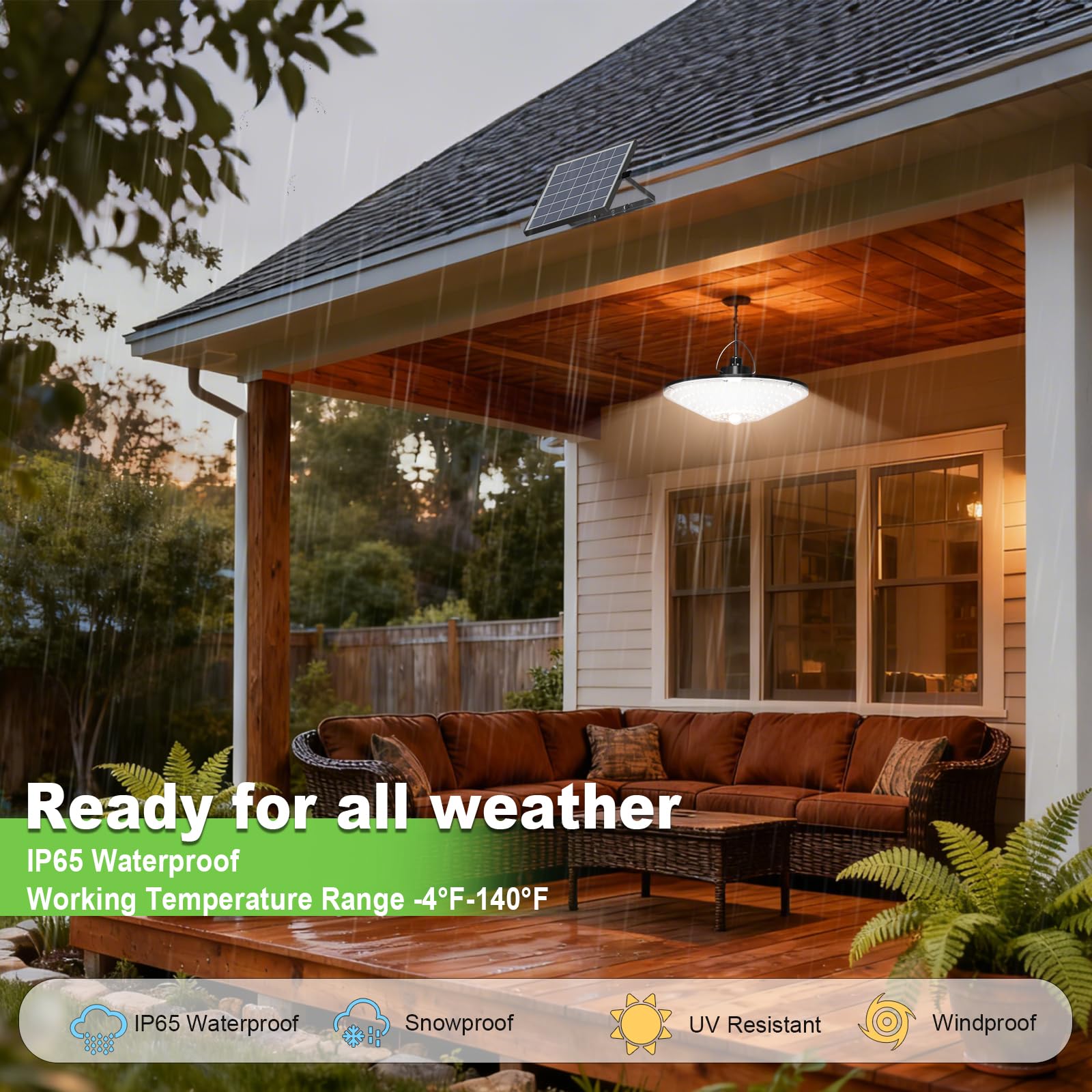 Latband IP65 waterproof housing withstands rain and snow.