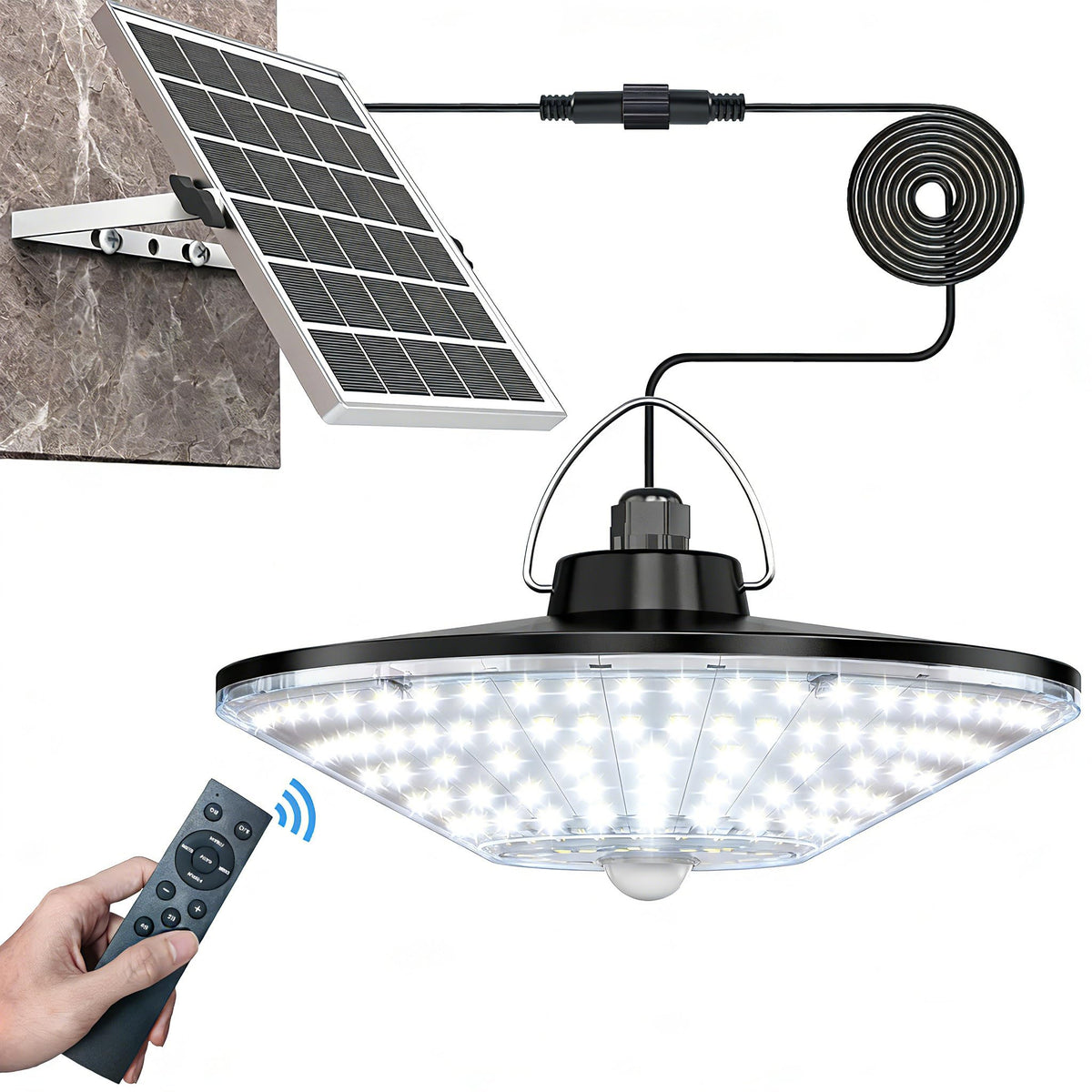 Latband Solar Shed Light with 198-LED array delivering bright 1200lm.