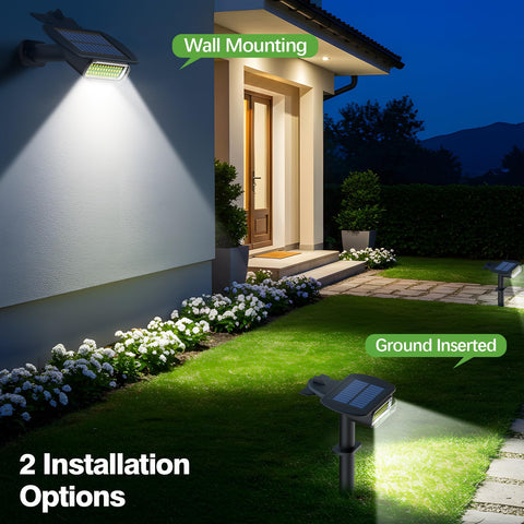 Latband solar spot light auto on/off provides hands-free nightly lighting.