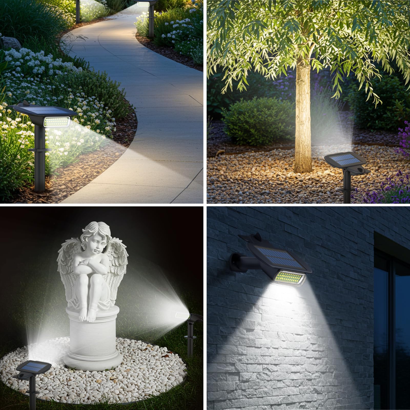 Latband solar spot light three brightness levels tailor pathway lighting.