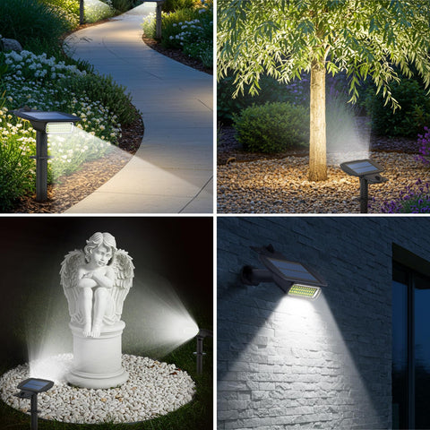 Latband solar spot light three brightness levels tailor pathway lighting.