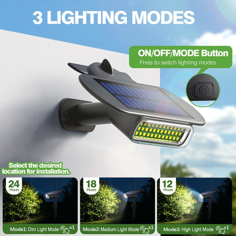 Latband solar spot light ground stake installs quickly for walkways.