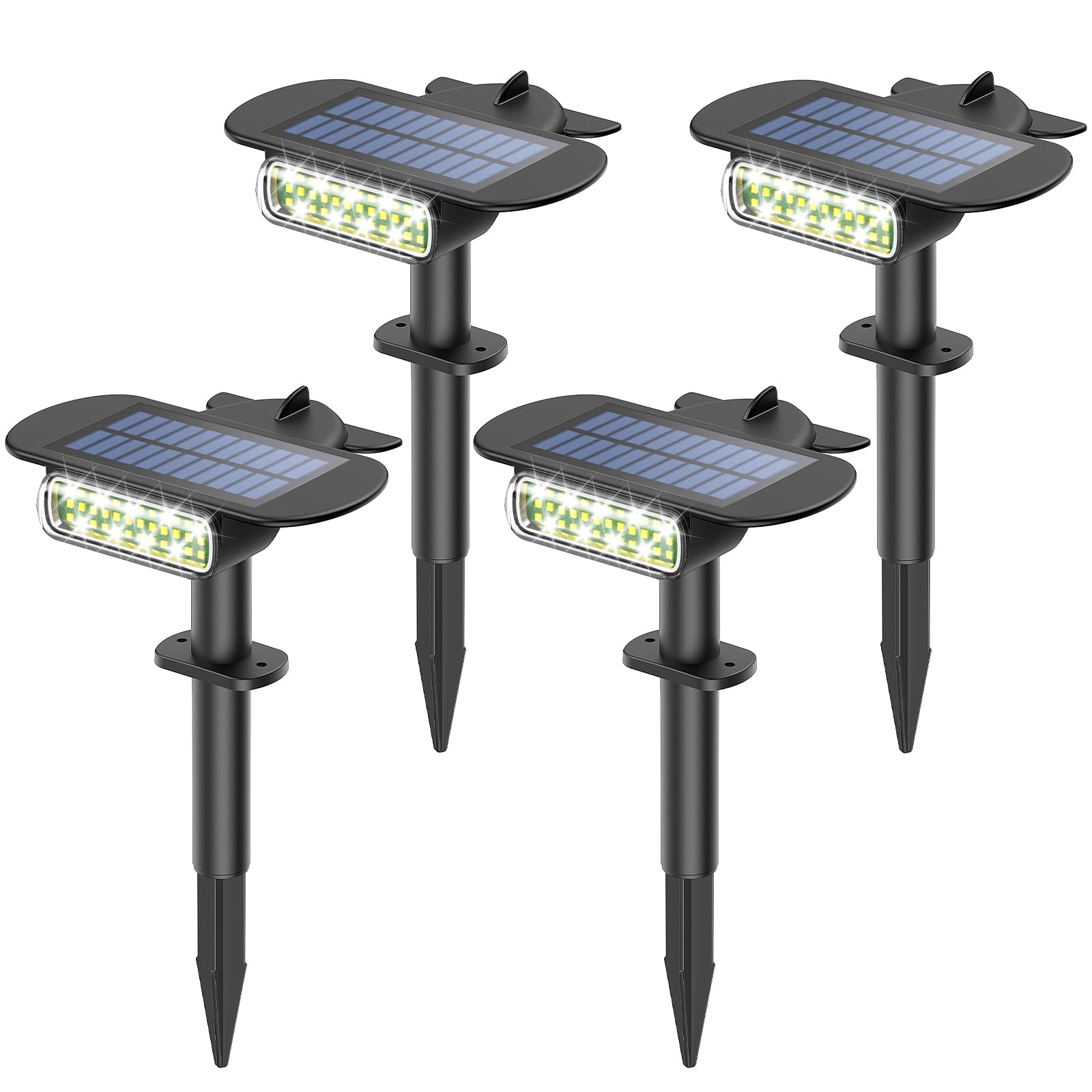 Latband solar spot light panel captures sun energy for long-lasting outdoor lighting.