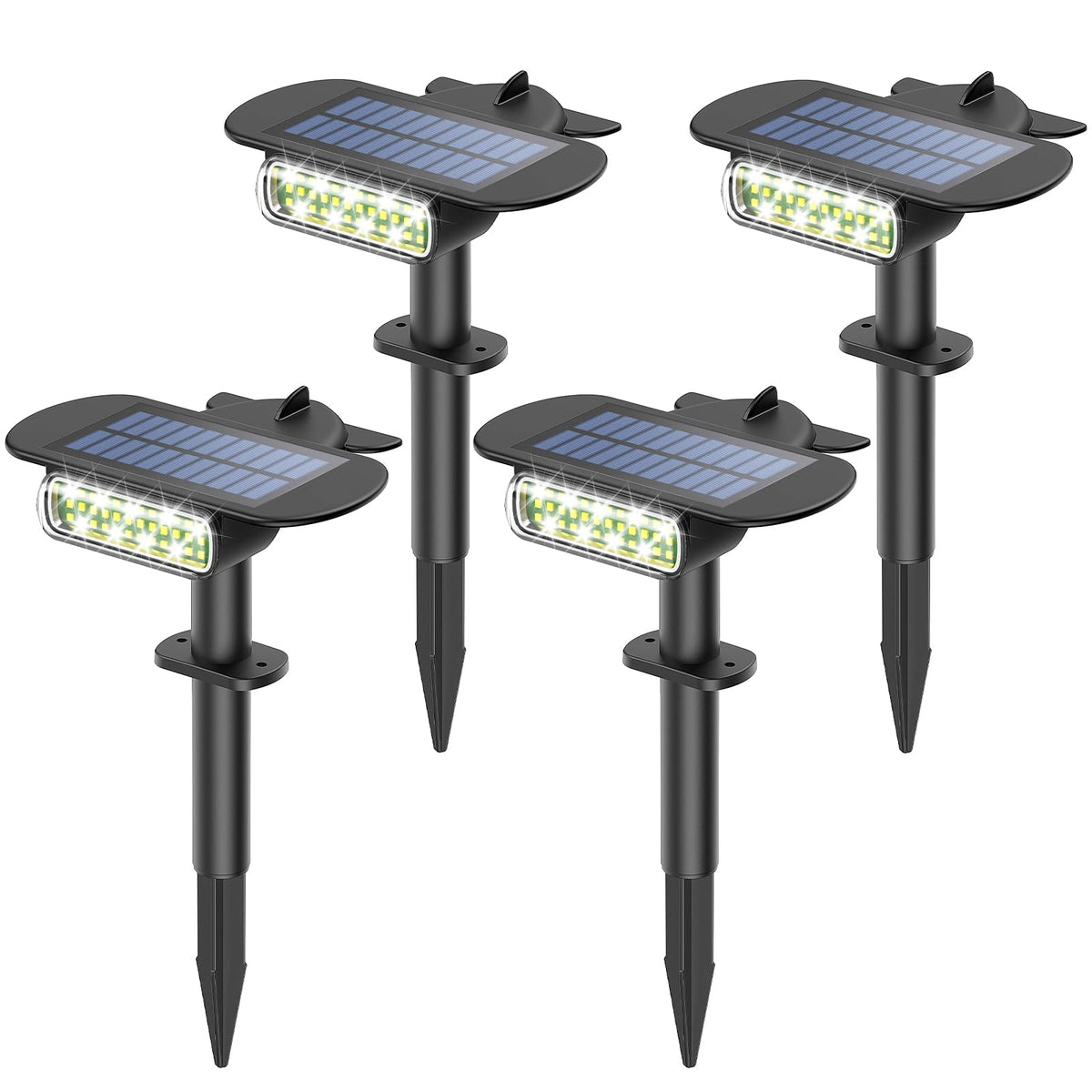 Latband solar spot light panel captures sun energy for long-lasting outdoor lighting.
