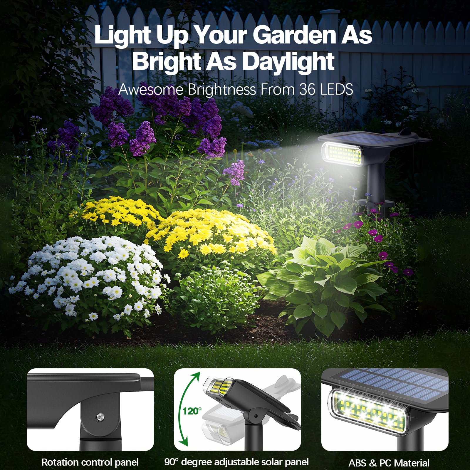 Latband solar spot light wall mount offers flexible installation on walls.