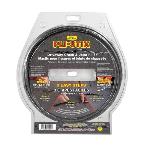 Latex-ite Pli-Stix 60 ft crack filler seals asphalt cracks with heat-activated, self-leveling action.